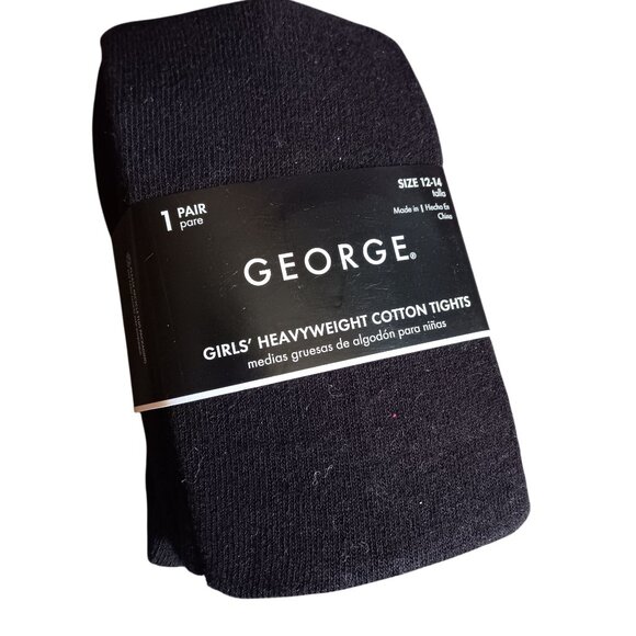George Girls Heavyweight Cotton Tights Size 12-14 Black One Pair New NIB - Picture 1 of 4